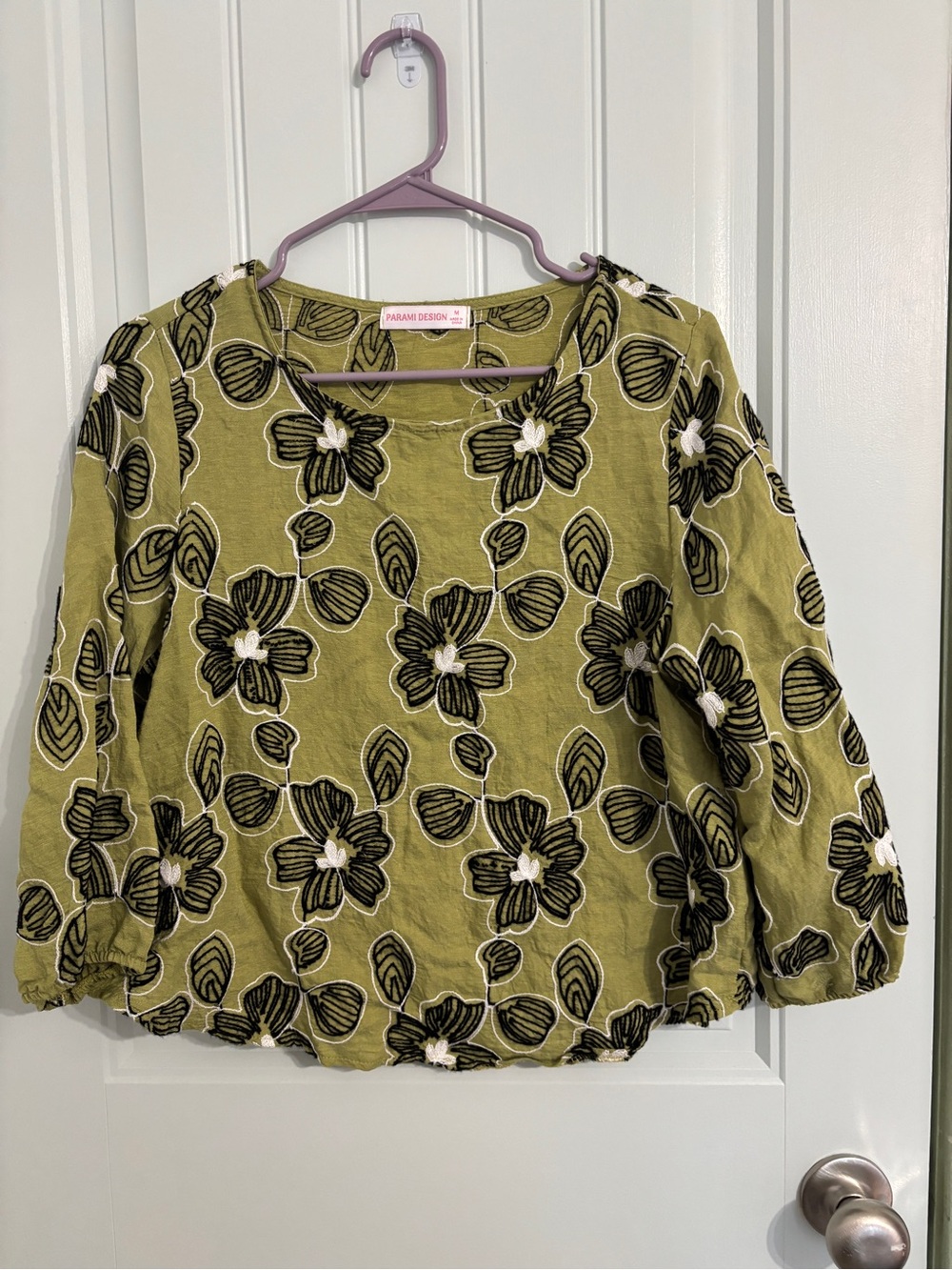 Olive Green Floral Tunic Top by
